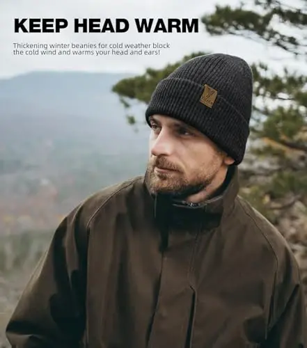 Yafeite Winter Beanie Hat for Men Women, Warm Unisex Winter Knitted Hats, Stretchy Cuffs and Thick Warm Lining Beanies - 2