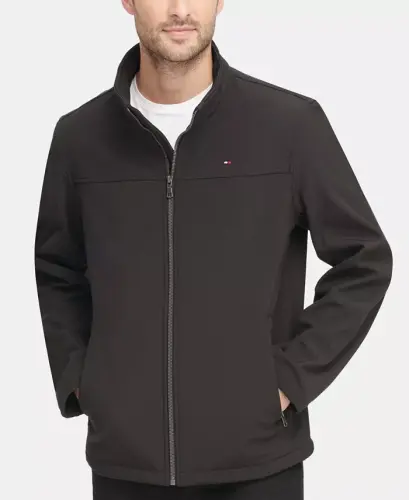 Men's Soft-Shell Classic Zip-Front Jacket - Black - 3