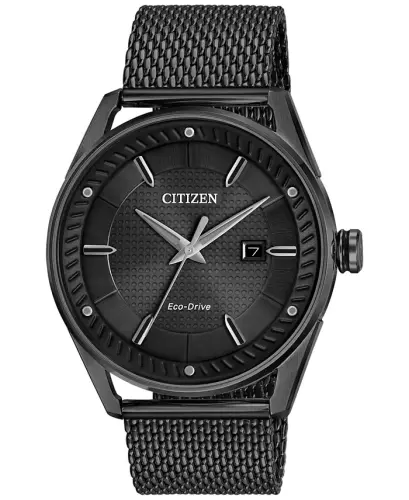 Men's Drive From Citizen Eco-Drive Black Mesh Stainless Steel Bracelet Watch 42mm - Black - 1