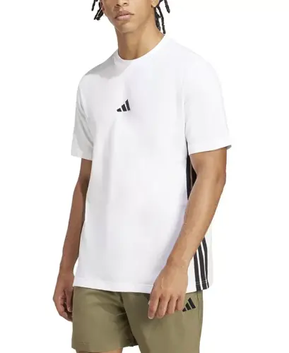 Men's Essential Three-Stripes Single Jersey T-Shirt-White/blac - 1