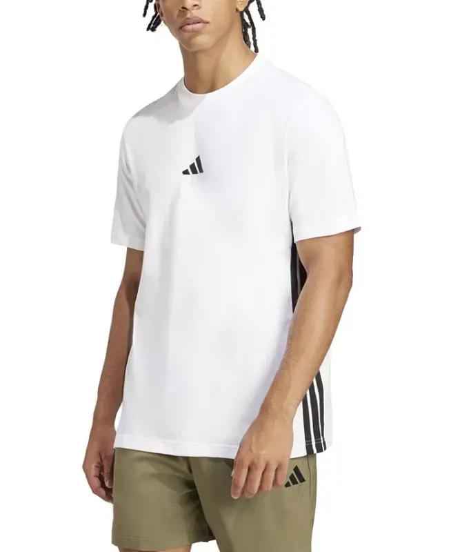 Men's Essential Three-Stripes Single Jersey T-Shirt-White/blac - ADIDAS