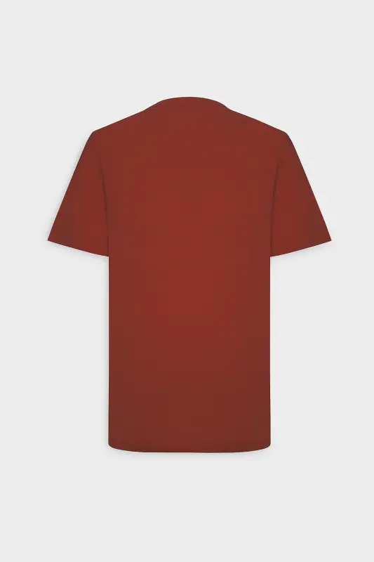 Erkek/unisex Bordo %100 Pamuk Slim Fit Dar Kesim Bisiklet Yaka Basic Tişört - Bordo - 16