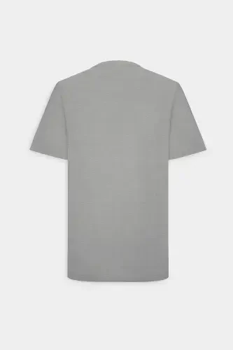 Erkek/unisex Gri Melanj Pamuklu Slim Fit Dar Kesim Bisiklet Yaka Basic Tişört-Gri Melanj - 14