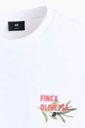 Erkin bichimdagi bosilgan futbolka - Oq/Finca Olivetta - 7