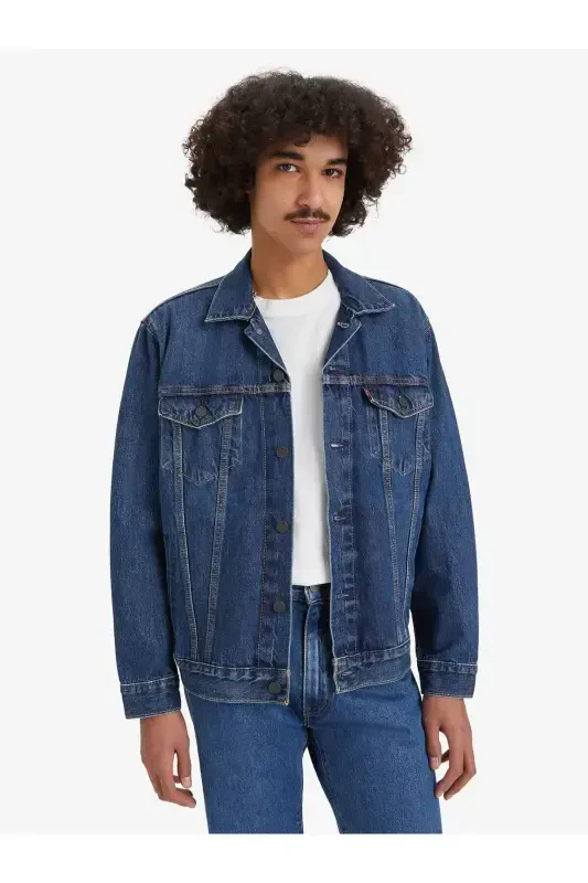 Erkin kesilgan Little Fighter erkaklar uchun ko'k jinsi kurtka. - LEVI'S