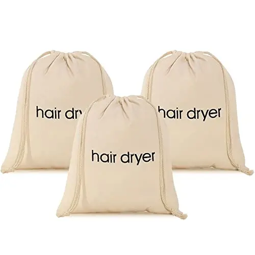 ERKXD 3 | 6 | 8 Pack Hair Dryer Bags Drawstring Bag Container Hairdryer Bag for travel bathroom (3 PCS White) - 5