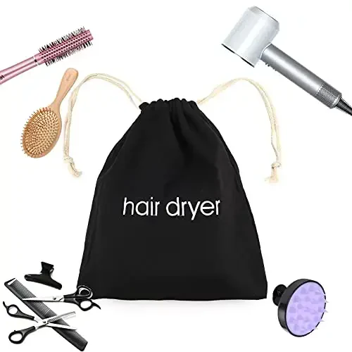 ERKXD 3 | 6 | 8 Pack Hair Dryer Bags Drawstring Bag Container Hairdryer Bag for travel bathroom (3 PCS, Black) - 4