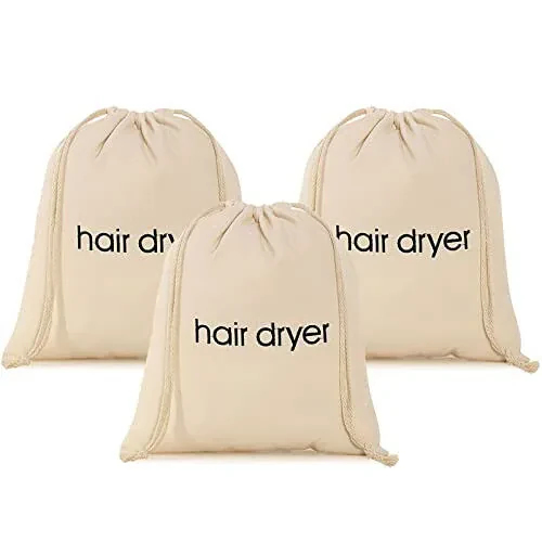 ERKXD 3 | 6 | 8 Pack Hair Dryer Bags Drawstring Bag Container Hairdryer Bag for travel bathroom (3 PCS White) - Modazone