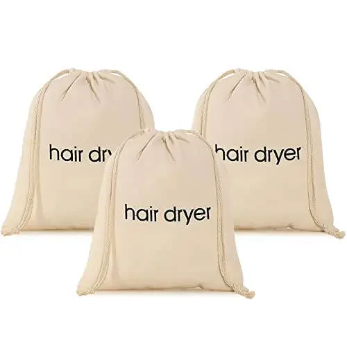 ERKXD 3 | 6 | 8 Pack Hair Dryer Bags Drawstring Bag Container Hairdryer Bag for travel bathroom (3 PCS White) - 1