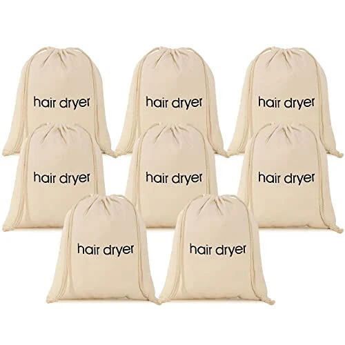 ERKXD 3 | 6 | 8 Pack Hair Dryer Bags Drawstring Bag Container Hairdryer Bag for travel bathroom (8 PCS White) - 1