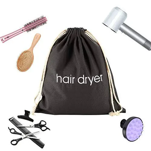 ERKXD 3 | 6 | 8 Pack Hair Dryer Bags Drawstring Bag Container Hairdryer Bag for travel bathroom (8 PCS White) - 4