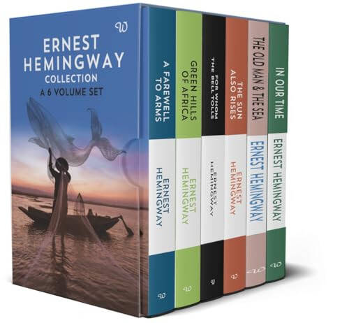 Ernest Hemingway Collection 6 book set (For Whom The Bell Tolls, A Farewell To Arms, Green Hills Of Africa, The Old & The Sea, In Our Time, The Sun Also Rises) - 2