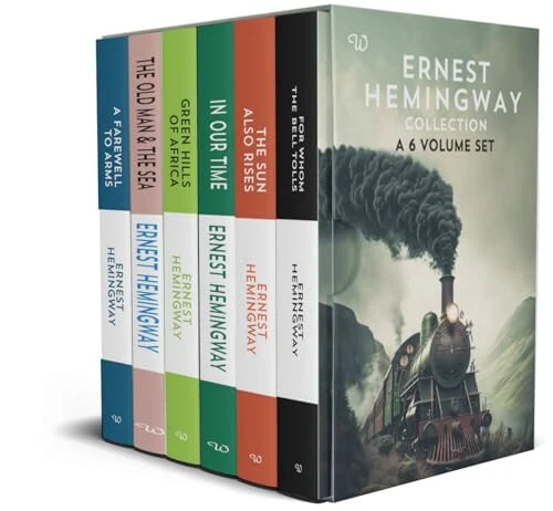 Ernest Hemingway Collection 6 book set (For Whom The Bell Tolls, A Farewell To Arms, Green Hills Of Africa, The Old & The Sea, In Our Time, The Sun Also Rises) - Ernest