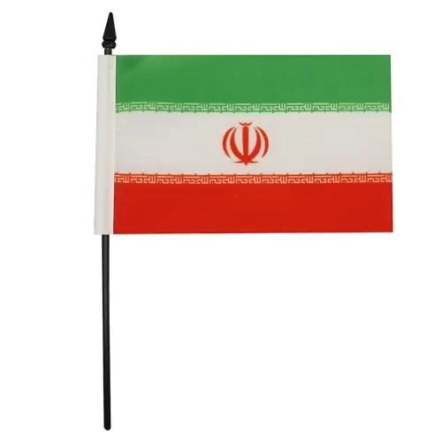 Eron Stol Bayrog'i 4'' x 6'' - Eronlik - Fors Stol Bayrog'i 15 x 10 sm. - Qora plastik tayoq va taglik - AZ FLAG - AZ FLAG