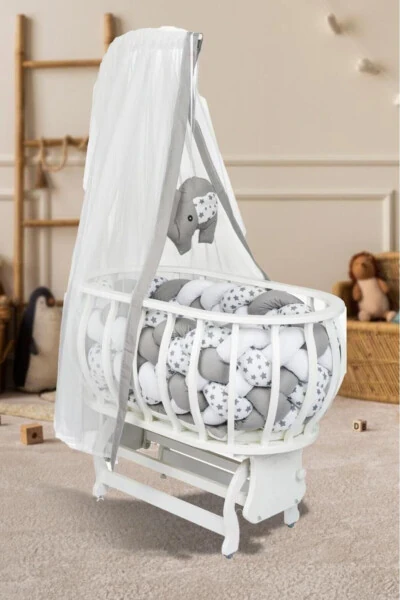 Ertak Sepet Beshik Yog'och Beshik To'qilgan Uyqu Seti Tabiiy Yog'och Beshik - TOMMYBABY