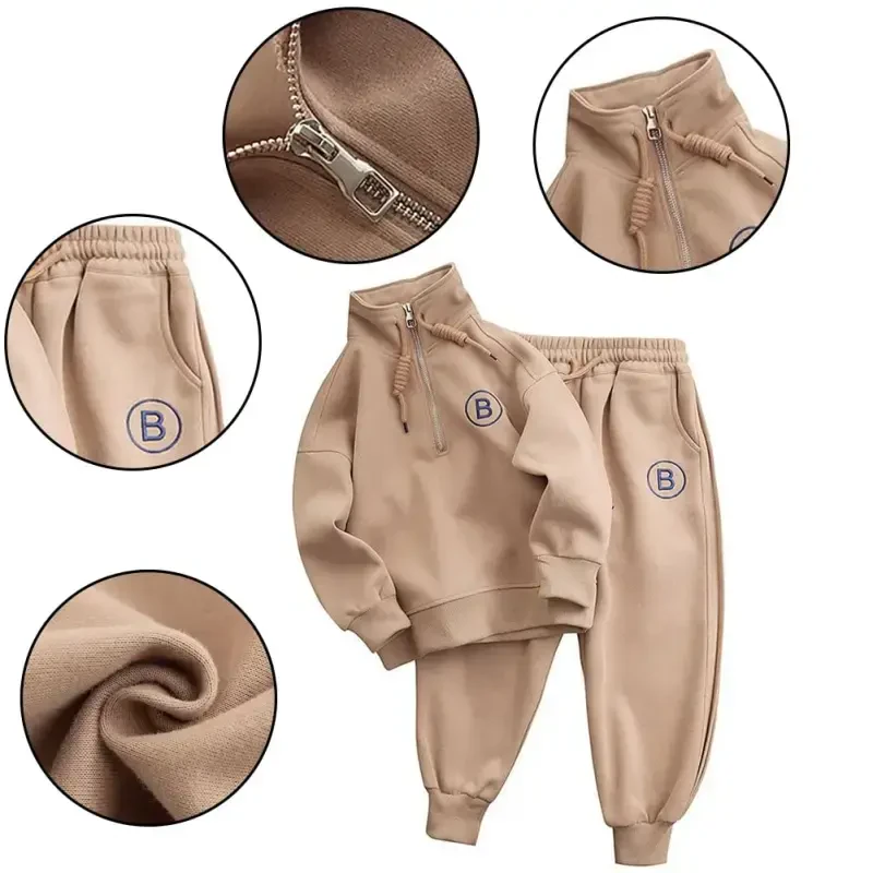 Esaierr 2PCS Детский спортивный костюм для мальчиков, свитер с полумолнией и джоггеры, 3-12 лет - 7