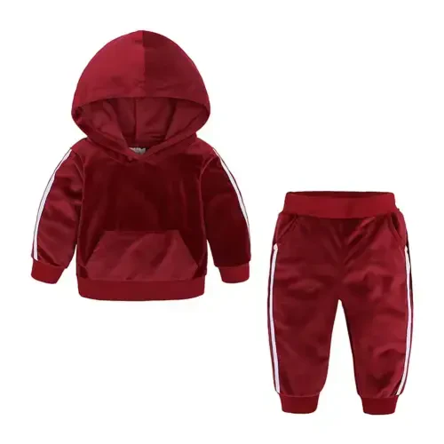 Esaierr Kids Toddler 2Pcs Kuzgi Qishki Kostyumlar To‘plami, 9M-8Y Chaqaloqlar uchun Issiq Sport Kostyumi Shim Kostyumlari Fleece Kapüşonli Sviter Jogger Shimlar O‘g‘il Bolalar Qizlar uchun To‘plam - 2