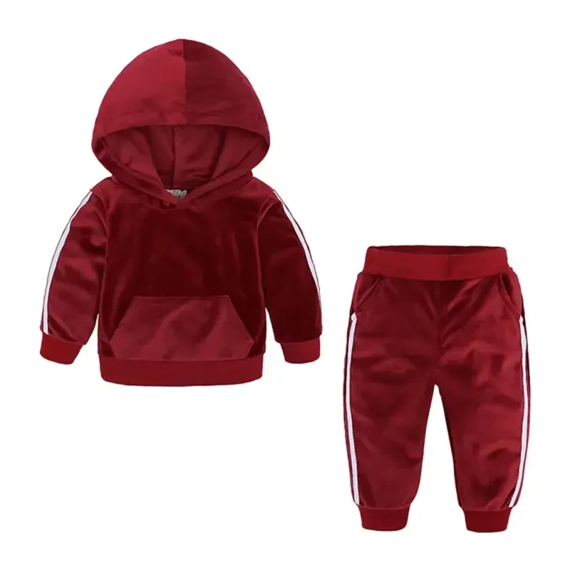 Esaierr Kids Toddler 2Pcs Kuzgi Qishki Kostyumlar To‘plami, 9M-8Y Chaqaloqlar uchun Issiq Sport Kostyumi Shim Kostyumlari Fleece Kapüşonli Sviter Jogger Shimlar O‘g‘il Bolalar Qizlar uchun To‘plam - 2