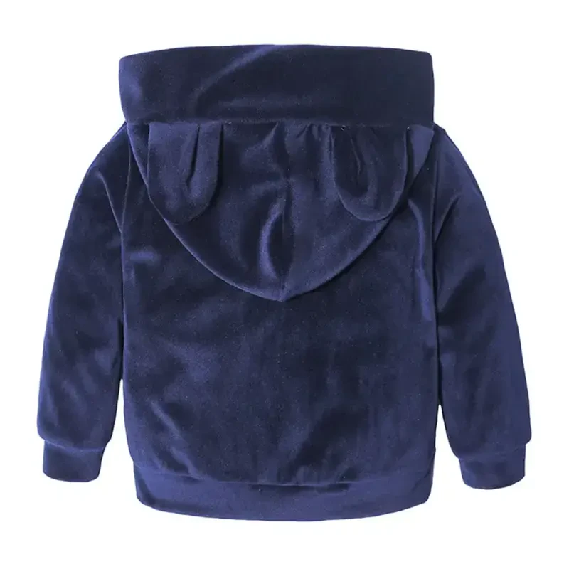Esaierr Kids Toddler Velour Sport kostyumi Ter to'plamlari 2 dona Chaqaloq quloqlari Kapüşonli sport kostyumlari cho'ntaklar bilan Kiyimlar Mashq qilish Yugurish to'plamlari O'g'il bolalar Qizlar Kuzgi Qishki Sport kostyumi To'plami 9M-8Y - 2