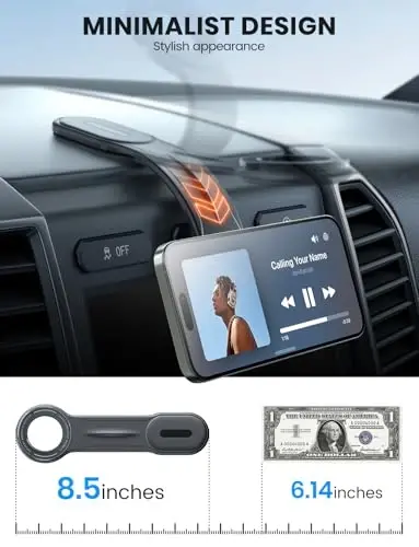 eSamcore for MagSafe Car Mount Detachable, Bendable Aluminum Arm Magnetic Phone Holder for Car【20 Strong Magnets】 Cell Phone Mount for Car Dash Fit iPhone 15 14 13 Pro Max Mini MagSafe Accessories - 4