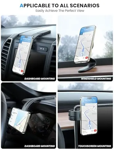 eSamcore for MagSafe Car Mount Detachable, Bendable Aluminum Arm Magnetic Phone Holder for Car【20 Strong Magnets】 Cell Phone Mount for Car Dash Fit iPhone 17 16 15 14 Pro Max Mini Mag Safe Accessories - 1