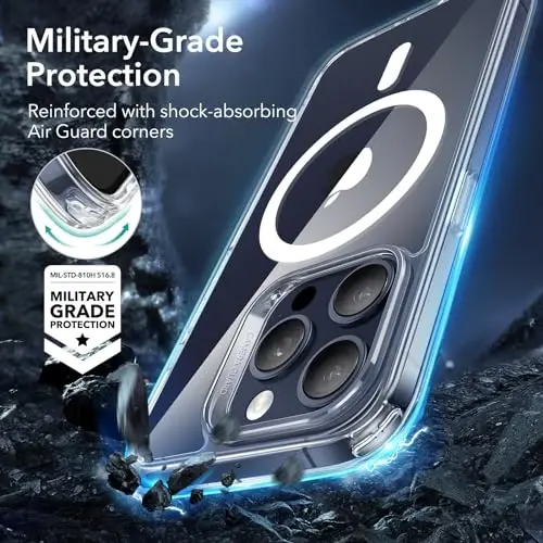 ESR for iPhone 15 Pro Case, Compatible with MagSafe, Military-Grade Protection, Yellowing Resistant, Scratch-Resistant Back, Magnetic Phone Case for iPhone 15 Pro, Classic Series, Clear - 4
