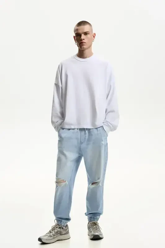 Distressed jogger jean-Light blue - 2