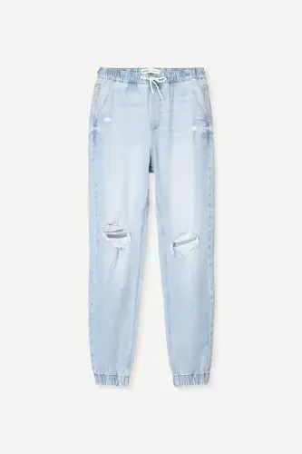 Distressed jogger jean-Light blue - 3