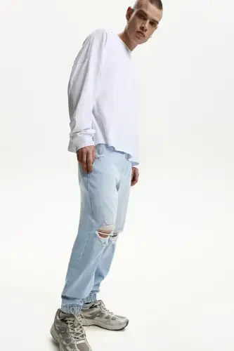 Distressed jogger jean-Light blue - 5