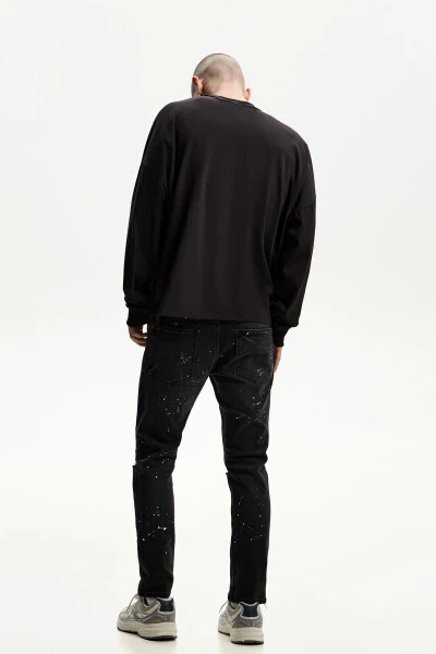 Distressed super skinny fit jean-Siyah - 3