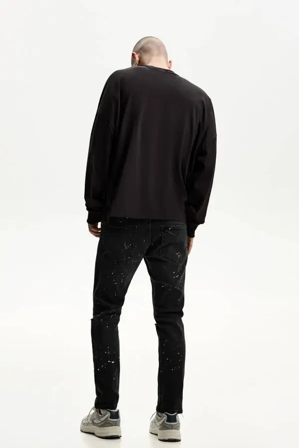 Distressed super skinny fit jean-Siyah - 3