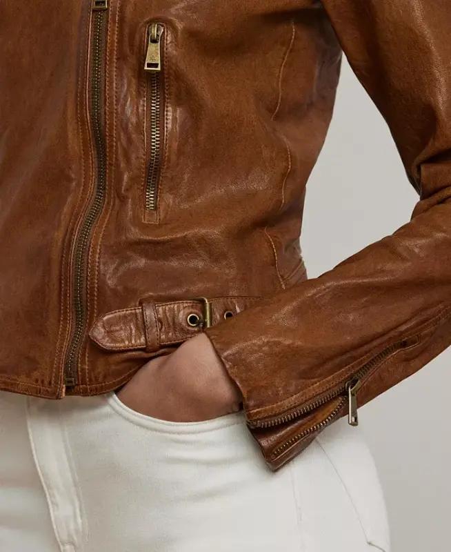 Tumbled-Leather Jacket - Dark Walnut - 4