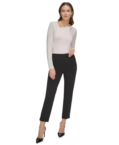 Essential Slim Leg Ankle Pants - Black - 4