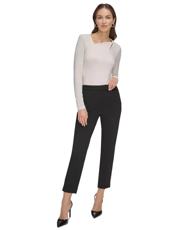 Essential Slim Leg Ankle Pants - Black - 4