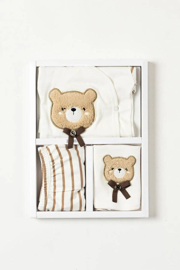 Esnek (KUTULU) Ayıcıklı Süzene Nakışlı %100 Pamuklu Yenidoğan Kıyafetleri 5'li Hastane Çıkışı Zıbın - 2