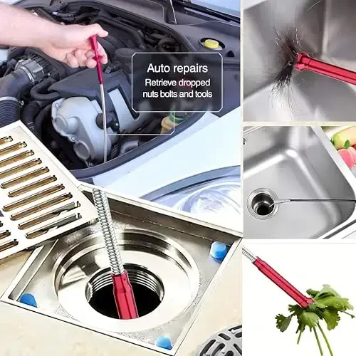 Flexible Magnetic Pickup Tool,Bendable Grabber Tool with 4 Claws & Strong Magnet – Flexible Claw Pick-Up Reacher for Narrow Spaces, Engine Bay, Sink, Drain, Jewelry, Keys, Metal Objects（28 Inch - 6