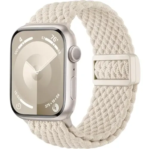 Stretchy Braided Solo Loop Compatible with Apple Watch Bands Women Men 40mm 41mm 44mm 45mm 46mm 38mm 42mm 49mm, Elastic Nylon Sport Strap for iWatch Series 10 9 8 7 6 5 4 3 2 1 SE Ultra - 1