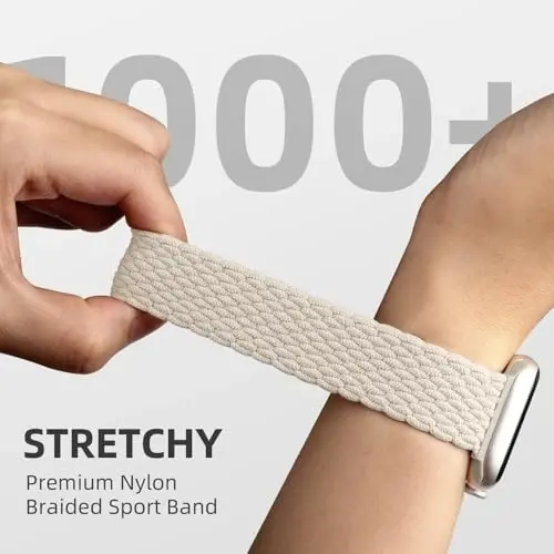 Stretchy Braided Solo Loop Compatible with Apple Watch Bands Women Men 40mm 41mm 44mm 45mm 46mm 38mm 42mm 49mm, Elastic Nylon Sport Strap for iWatch Series 10 9 8 7 6 5 4 3 2 1 SE Ultra - 4
