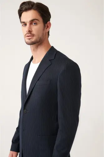 Erkek Siyah Astarsız Esnek Kumaş Çift Yırtmaçlı Comfort Slim Fit Ceket A31Y4003 - Siyah - AVVA (1)