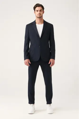 Erkek Siyah Astarsız Esnek Kumaş Çift Yırtmaçlı Comfort Slim Fit Ceket A31Y4003 - Siyah - 5