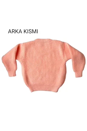 Esnek Triko Kazak Bisiklet Yaka Oversize Unisex Bebek Çocuk 1-5 Yaş - Yavruağzı - 4