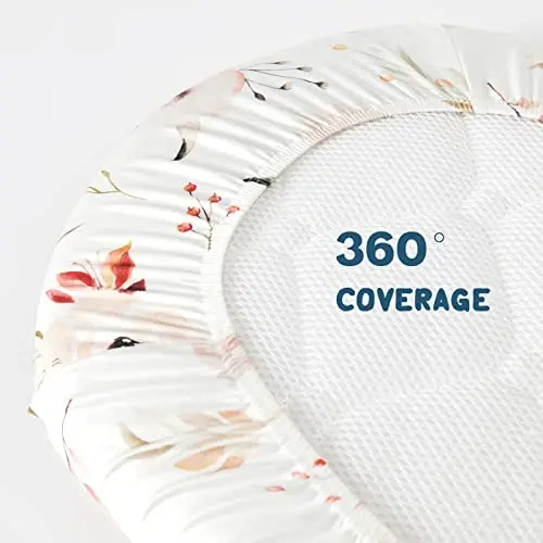 Stretchy Ultra Soft Bassinet Fitted Sheets 3 Pack, Universal Fitted for Bassinets Oval Rectangle Mattress, Pretty Bassinet Sheets for Baby Girls, Watercolor Rose Flora Orange Pink - 6