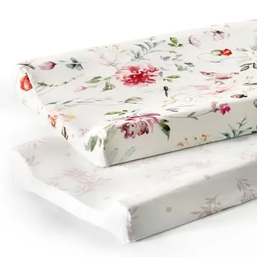 Stretch Ultra Soft Jersey Knit Changing Pad Cover Set 2 Pack, Change Table Pad Covers Fit 32
