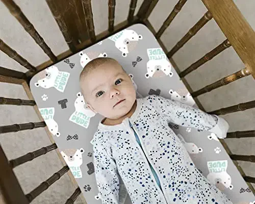 Stretch Ultra Soft Fitted Bassinet Sheet Set 2 Pack, Universal Cradle Sheet Set for Rectangle, Oval, or Hourglass Bassinet Pad/Mattress, Grey Bear Bassinet Sheets for Girls and Boys - 4