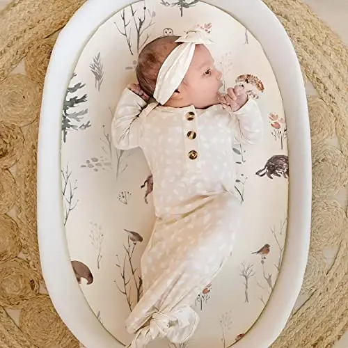 Stretch Ultra Soft Fitted Bassinet Sheet Set 2 Pack, Universal Fit for Bassinets Baby Cradle Moses Basket Oval Rectangle Mattress Safe and Snug, Stylish Pattren of Jungle Animals - 4