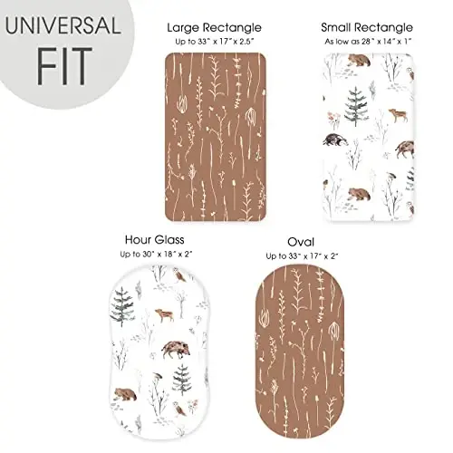 Stretch Ultra Soft Fitted Bassinet Sheet Set 2 Pack, Universal Fit for Bassinets Baby Cradle Moses Basket Oval Rectangle Mattress Safe and Snug, Stylish Pattren of Jungle Animals - 5