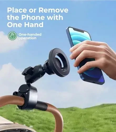 【Gooseneck Extension, Multi Angle】Magnetic Phone Mount Holder for MagSafe, One-Hand Operation, Best Accessory for Baby Stroller, iPhone 16, Gym, Treadmill, Shopping Cart, Exercise Bikes, Hand Bars - 3