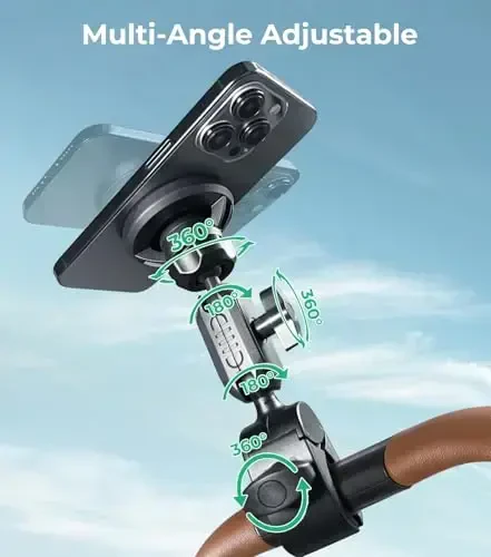 【Gooseneck Extension, Multi Angle】Magnetic Phone Mount Holder for MagSafe, One-Hand Operation, Best Accessory for Baby Stroller, iPhone 16, Gym, Treadmill, Shopping Cart, Exercise Bikes, Hand Bars - 5