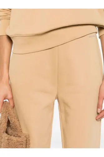 Deve Tüyü Kadın Yüksek Bel Standart Fit Eşofman Altı NANO LOGO RELAXED JOGGER - kahverengi - 4