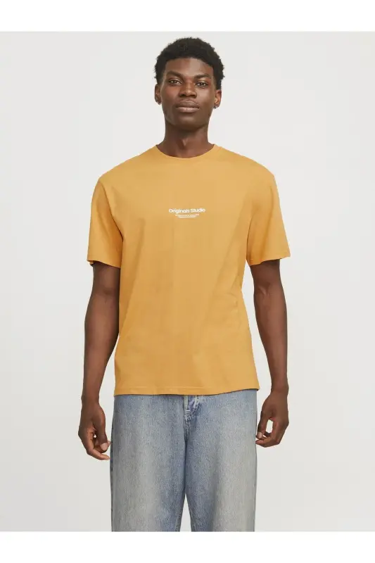 Eşofman Gedruckt Rundhalsausschnitt Eşofman - Honey Yellow - 1